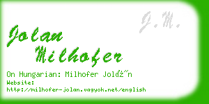 jolan milhofer business card